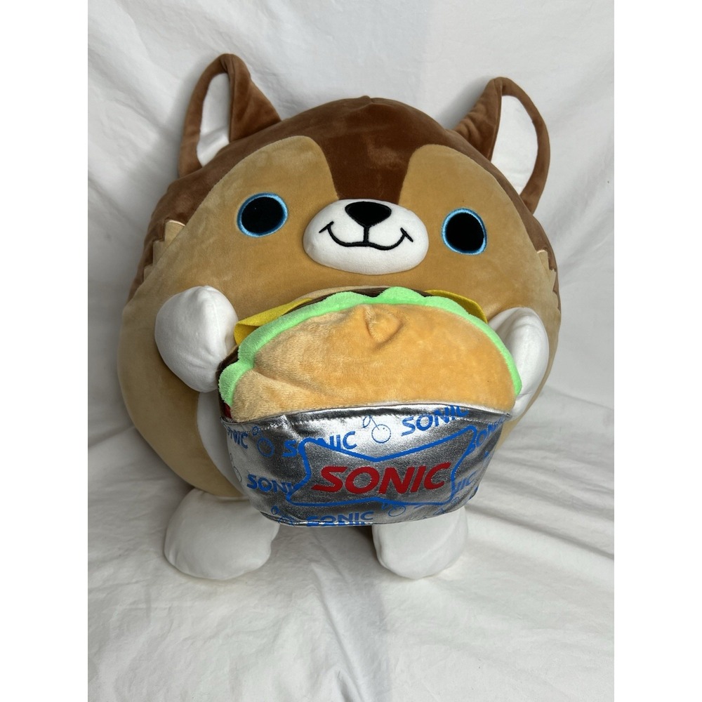 ZURU Sonic Drive-In Plush Dog Holding Burger 5" 2024 Promo Toy Cute Soft 15"